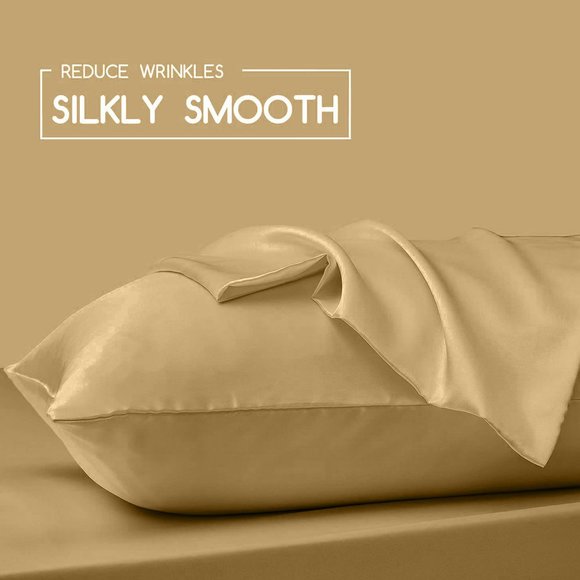 Oussum Silky Satin Cream Pillow Case for Home Decor Pillowcase Set of 2 - Picture 4 of 11